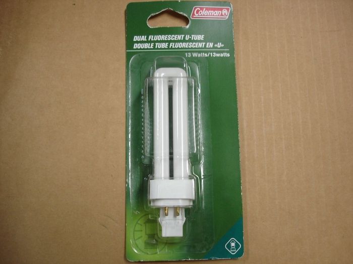 Coleman 13W CFL
Here's a Coleman 13W dual tube compact fluorescent lamp for use with their portable camping lanterns.
Keywords: Lamps