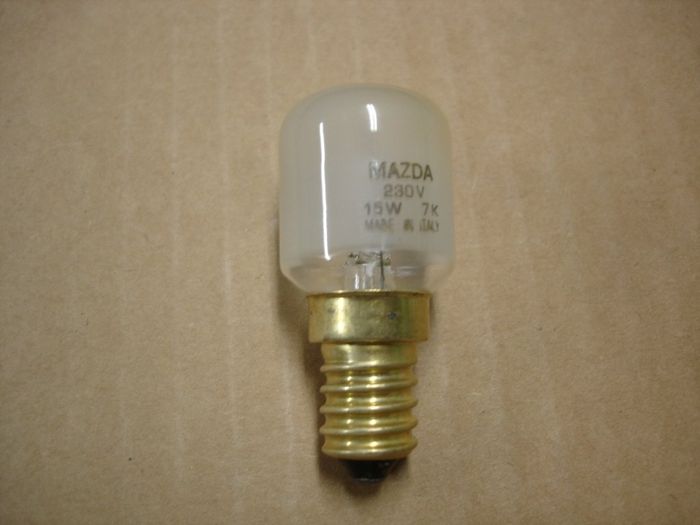 Mazda 15W
Here's a Mazda frosted 15W 230V lamp.



Made in: Italy
Keywords: Lamps