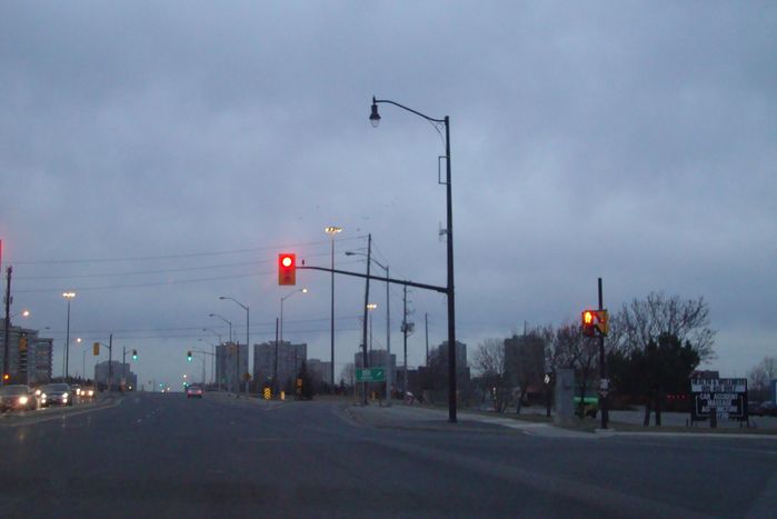 I don't know... 
how many more pictures Joseph and I can possibly take of this intersection but here it is at dusk....
Keywords: American_Streetlights