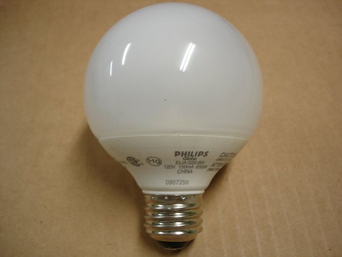 Philips 9W Globe CFL
Here is a Philips 9W daylight globe CFL lamp.

Made in:China
Keywords: Lamps
