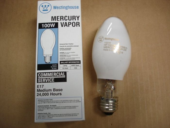 Westinghouse 100W Mercury
Here is a Westinghouse 100W coated medium base mercury vapour lamp.

Made in: China
Keywords: Lamps