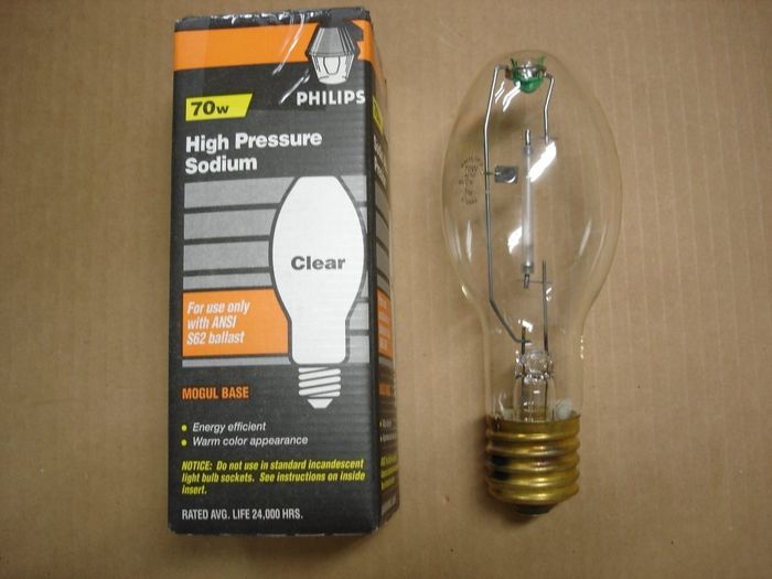 Philips 70W HPS
Here is a Philips 70W mogul based ALTO high pressure sodium lamp.

Made in: USA
Keywords: Lamps