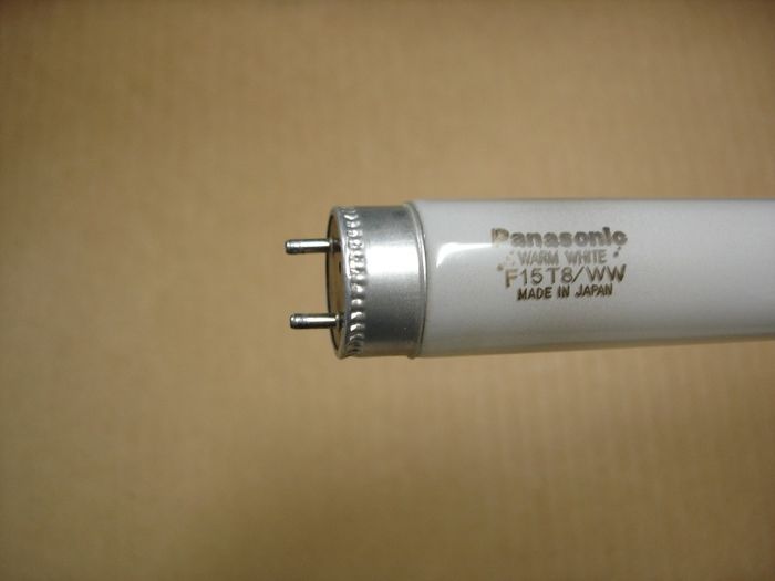 Panasonic F15T8
Here is a Panasonic F15T8 warm white fluorescent lamp.


Made in: Japan
Keywords: Lamps