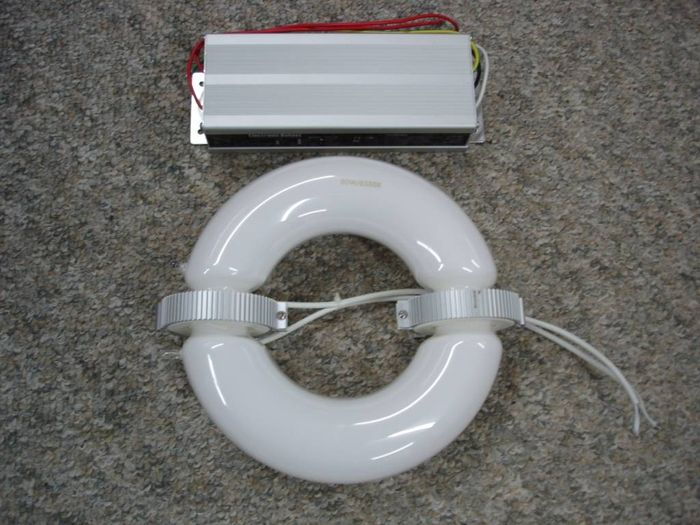 Induction 80W
Here is a 80W donut shape 6500K induction lamp and induction generator.

Made in: China

CRI: ~80
Keywords: Lamps