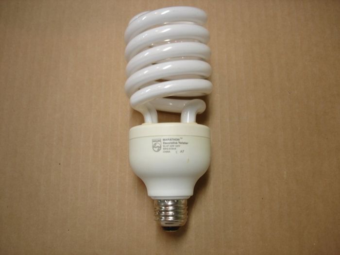 Philips 42W CFL
Here is a Philips 42W Marathon warm white compact  fluorescent lamp.

Made in: China
Keywords: Lamps
