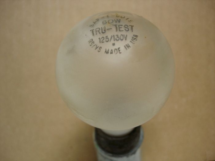 Tru-Test 60W
Here is a Tru-Test 60W SAF-T-COTE rough service incandescent lamp.

Made in: USA
Keywords: Lamps