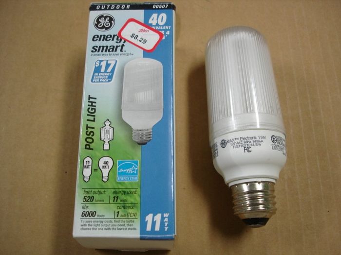 GE 11W CFL
Here's a GE 11W BIAX covered warm white compact fluorescent lamp a bought at Zeller's for half price.They are selling off all their remaining merchandise, and will be closing Feb.11th to make way for Target taking over their stores.

Made in: China
Keywords: Lamps