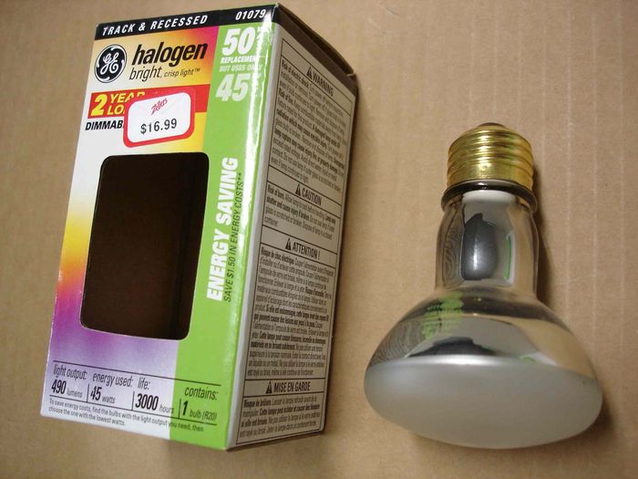 GE Halogen Flood
Here is a GE 45W halogen R20 flood lamp.

Made in: China
Keywords: Lamps