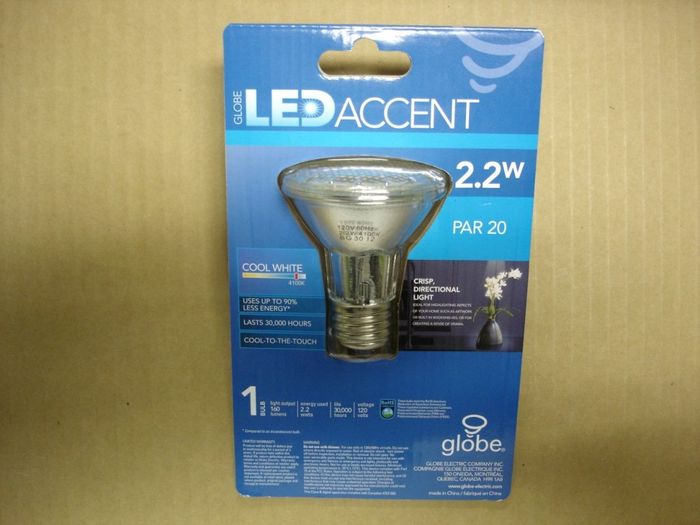 Globe 2.2W LED
Here is a Globe 2.2W LED PAR 20 lamp.

Made in: China

Keywords: Lamps