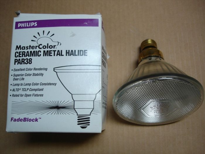 Philips 100W Metal Halide Flood
Here is a 100W Philips Mastercolor ceramic metal halide 25 beam flood lamp.

Made in: Holland

Manufactured: June 2006

CRI: 92
Keywords: Lamps