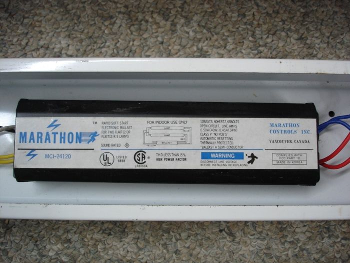Marathon Electronic Ballast
Here is a close-up of the Marathon electronic fluorescent ballast.

Made in: Korea

Manufactured: Circa 1990
Keywords: Gear
