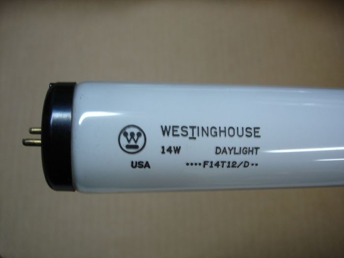 Westinghouse F14T12/D
Here is a nice older 60's to 70's Westinghouse F14T12 daylight fluorescent lamp.

Made in: USA

Manufactured: 
Keywords: Lamps