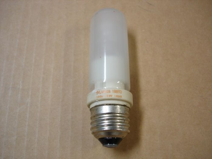 Sylvania 100W
Here is a Sylvania 100W frosted tubular halogen lamp.This lamp is the same as my Osram 250W. Thanks to monkeyface on L-G for the information that this lamp was manufactured at Eichstatt Germany Osram lamp plant.

Made in: Germany

CRI: 100
Keywords: Lamps