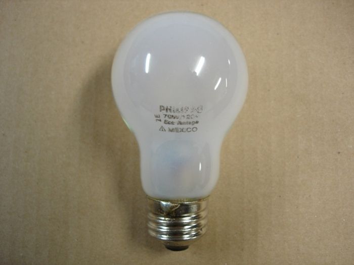 Philips 70W
Here is a Philips 70W Eco Vantage soft white halogen lamp,this lamp is supposed to be an 100W equivalent.

Made in: Mexico

Manufactured: May 2012
Keywords: Lamps
