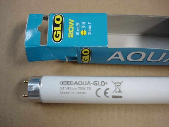 GLO Aqua-Glo 20W
Here is a GLO Aqua-Glo 20W T8 rapid start photosynthetic spectrum and colour enhancing fluorescent aquarium lamp.

Made in: Japan
Keywords: Lamps