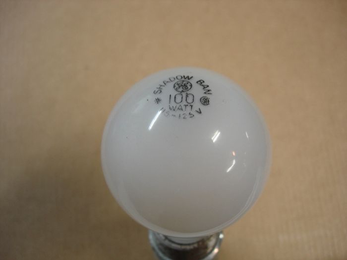 GE 100W
Here is a GE 100W Shadow Ban incandescent lamp.
Keywords: Lamps