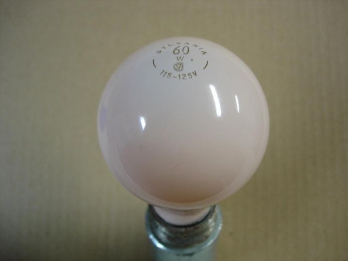 Sylvania 60W
Here is a Sylvania 60W Soft Pink incandescent lamp. 
Keywords: Lamps