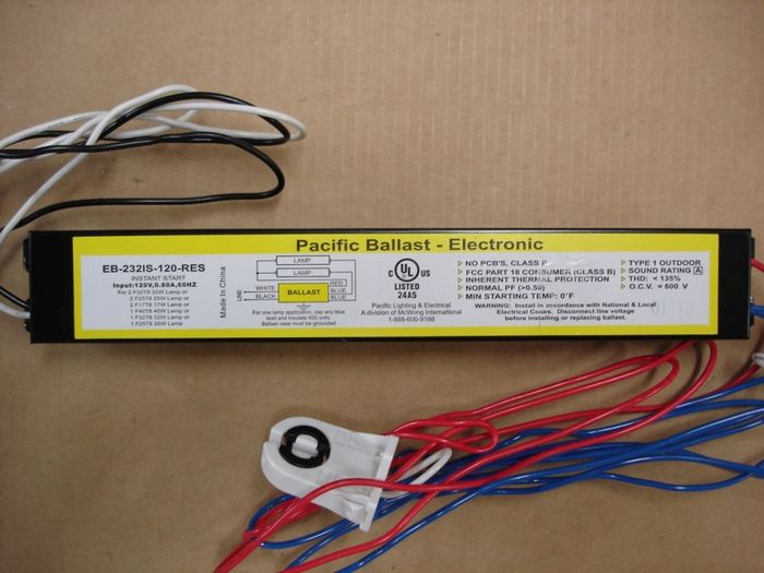 Pacific Ballast
Here is a Pacific Ballast electronic instant start T8 fluorescent ballast. 

Class P
Normal PF

Made in: China

Manufactured: Jan. 2013
Keywords: Gear
