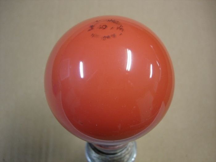Westinghouse 40W
Here is a red Westinghouse 40W inside coated incandescent lamp. 
Keywords: Lamps