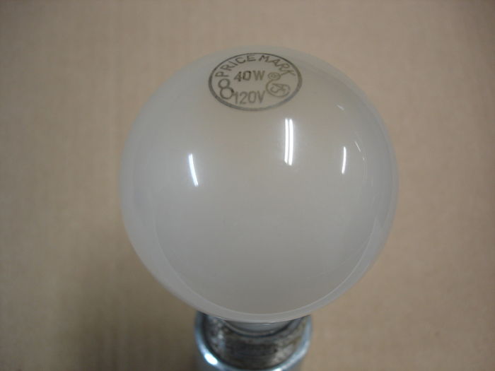 Pricemark 40W
Here is a Pricemark 40W frosted incandescent lamp.
Keywords: Lamps