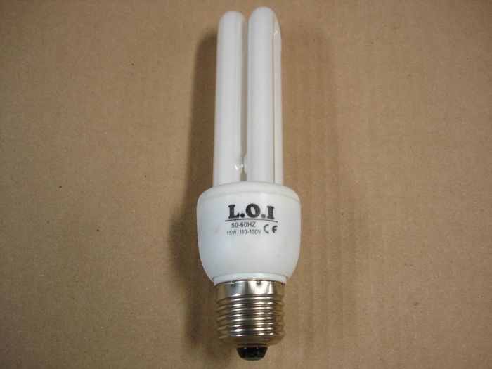 L.O.I. 15W CFL
Here is a L.O.I. 15W daylight compact fluorescent lamp.
Keywords: Lamps
