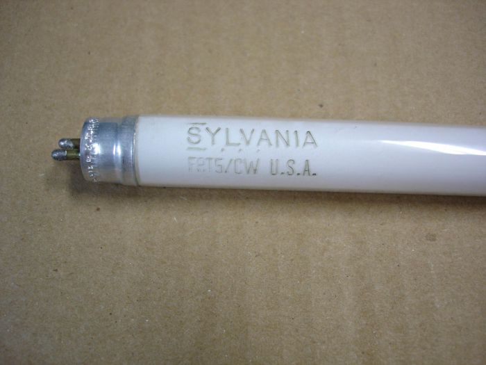 Sylvania F8T5
Here is an older Sylvania F8T5 cool white fluorescent lamp.

Made in: USA
Keywords: Lamps