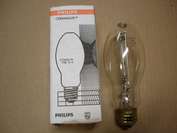 Philips 70W HPS
Here is a Philips Ceramalux 70W high pressure sodium lamp.

Made in: USA

Manufactured: June 2000

CRI: 21
Keywords: Lamps