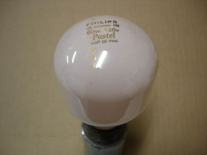 Philips 60W 
Here is a Philips Canada 60W Pastel T shape incandescent lamp.

Made in: Canada

Manufactured: Feb. 1993
Keywords: Lamps