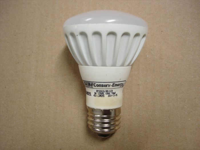 Feit Electric 8W LED
A Feit Electric 8W LED soft white dimmable 110 flood beam lamp. 

Manufactured: May 2013
Keywords: Lamps