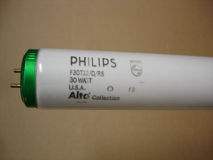 Philips F30T12 Daylight
Here is a Philips Alto F30T12 daylight fluorescent lamp.

Made in: USA

Manufactured: June 2003

CRI: 79
Keywords: Lamps