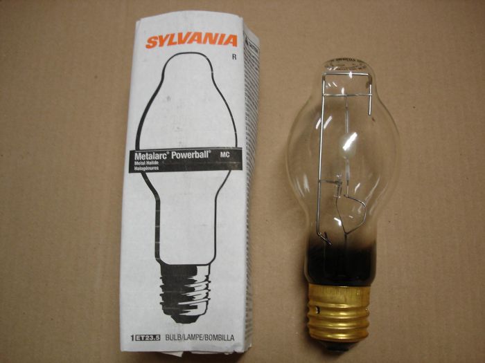 Sylvania 100W Powerball
Here is a Sylvania 100W Metalarc Powerball ceramic metal halide lamp. 

Made in: Mexico

CRI: 94
Keywords: Lamps