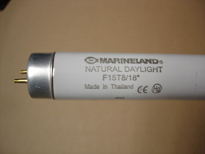 Marineland F15T8
Here is a Marineland branded natural daylight F15T8 fluorescent lamp. 

Made in: Thailand 
Keywords: Lamps