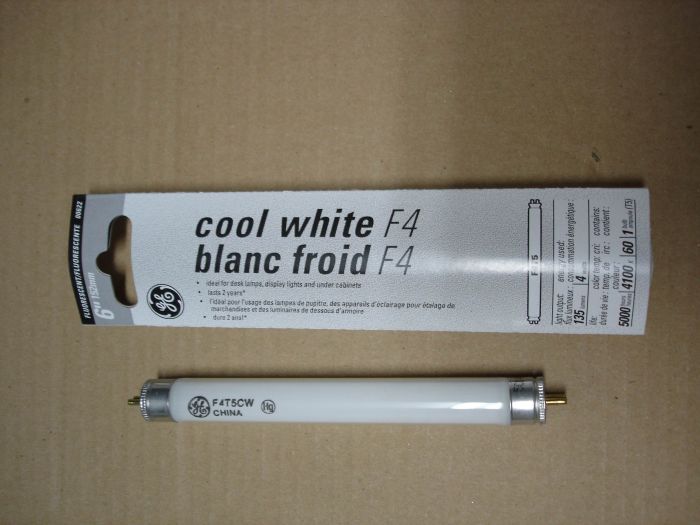 GE F4T5
Here is a GE cool white F4T5 fluorescent lamp.

Made in: China
Keywords: Lamps