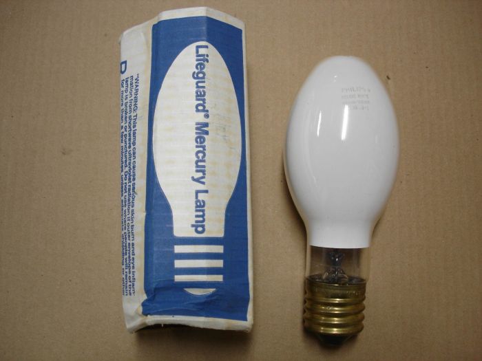 Philips / Westinghouse 100W Mercury Vapour
Here is a Philips / Westinghouse late 1980's coated deluxe white 100W Life Guard mercury vapour lamp from Mike,thanks again! 

Made in: USA

Manufactured: July 1988
Keywords: Lamps