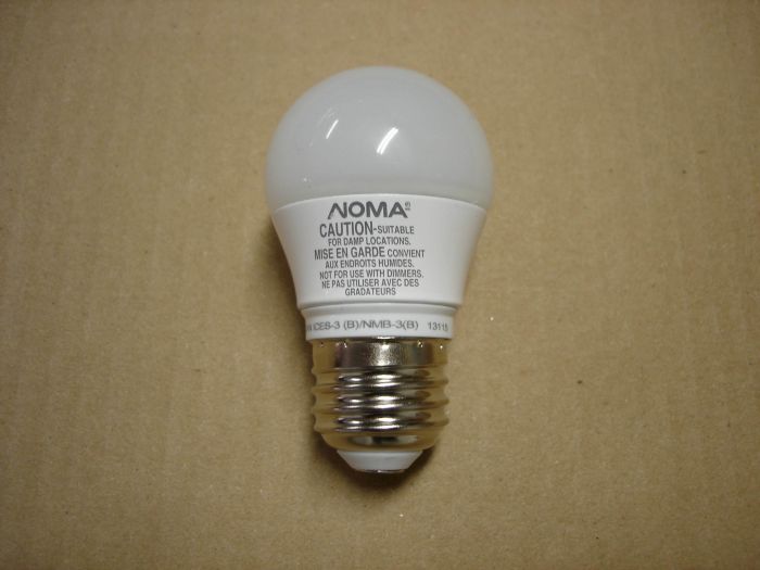 NOMA 2.5W LED
Here is a NOMA 2.5W A15 shape LED lamp.

Made in: China


Keywords: Lamps