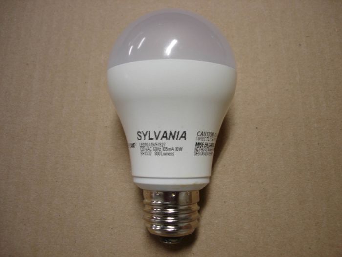 Sylvania 10W LED
Here is a Sylvania 10W warm white non-dimmable LED lamp.

CRI: 82
Keywords: Lamps