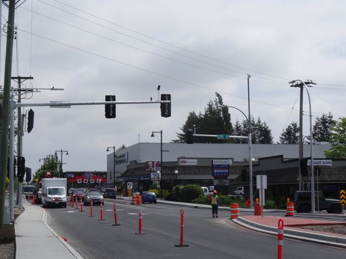 New Traffic Light Installation
A new LED traffic light installation with American Electric 140W ATB2 LED streetlights. The streetlight to the left is on a lower truss arm to keep clear of the primary lines.
Keywords: American_Streetlights