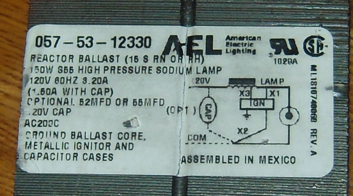 New 115 ballast label.
All the specs of it.
Keywords: American_Streetlights