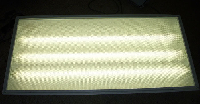 Cooper Troffer lit.
Here it is lit. This has three Cool-white lamps in it.

Nice color right?
Keywords: Indoor_Fixtures
