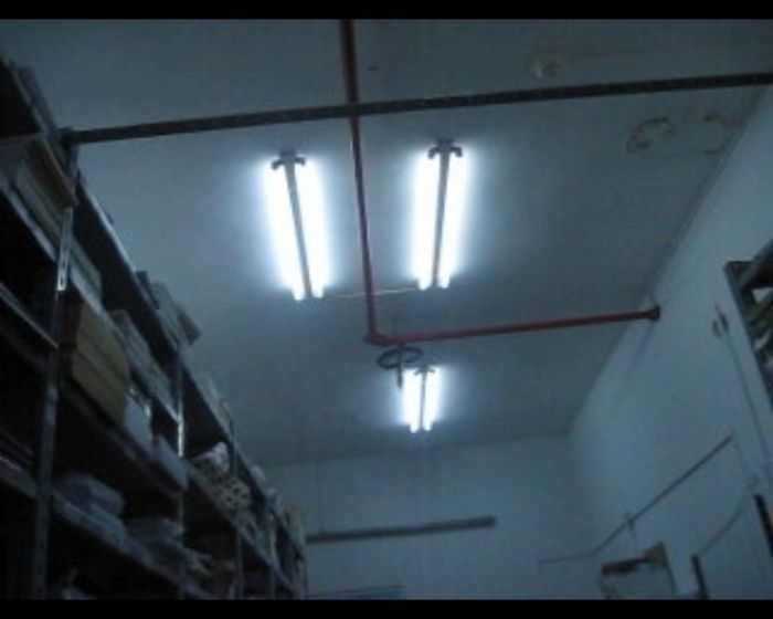 Video of the fluorescent lamps turn off and back on in the copying room in the storage of Carmel hospital
Link to the video: http://www.youtube.com/watch?v=QYnI4fxQZ3I
Made in tuesday 9.Mar.2010.
All of the fluorescents of this room, operated by preheat magnetic ballasts which includes replacable electronic starters (Shaingot "Electronic Start"), except for the two F40T12 near the door of the room, that operates by more then 30 years old Eltam Rapidstarts (One of these two ballasts have since replaced with its lamp with another Electronic Start ballast and F36T8 lamp).
Keywords: Indoor_Fixtures