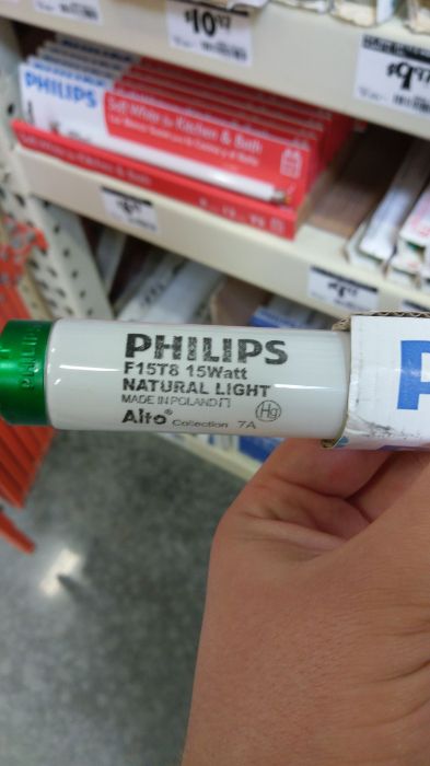 Philips Alto F15 T8 Natural Light (Daylight) fluorescent tube. Made in Poland, nice.
It's $9.95, is it worth it?
Keywords: Lamps