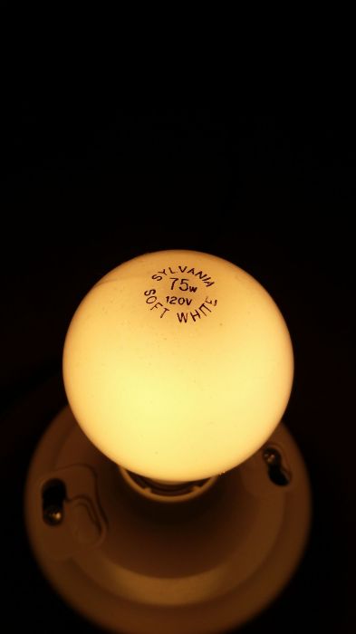 Sylvania 75w incandescent bulb (lit)
There it is being lit.
Keywords: Lit_Lighting