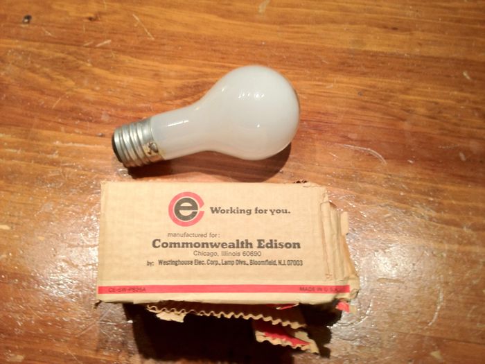 ComEd/Westinghouse mogul incandescent 3-way
Was going through a box of light bulbs in the basement and found this bulb, and 3 others like it. It's a ComEd branded bulb, made by Westinghouse. Never seen a mogul-base incandescent before. This one is a 3 way. Just taking a wild guess, I'd say this one is from the early 80's or late 70's? I don't ever remember my parents having any mogul based fixtures...
Keywords: Lamps