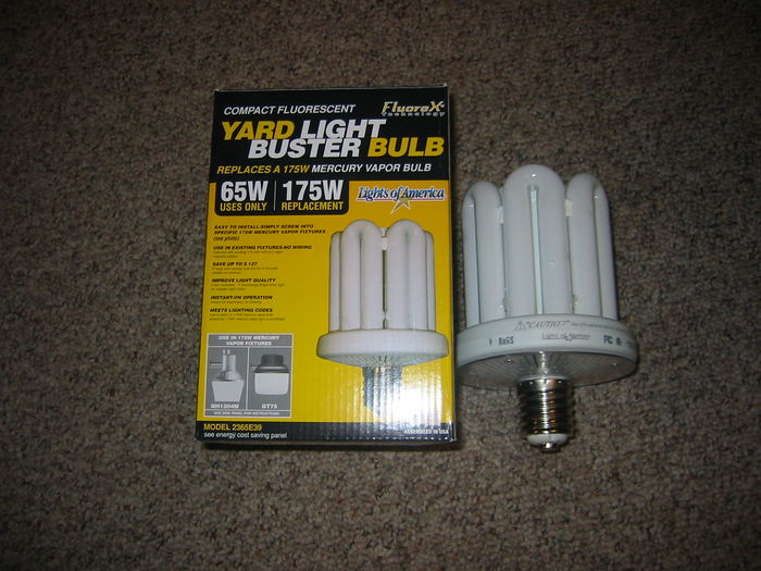 LOA 65 watt yard light buster bulb
Supposed to replace 175 watt mv, i DO NOT trust these!
Keywords: Lamps