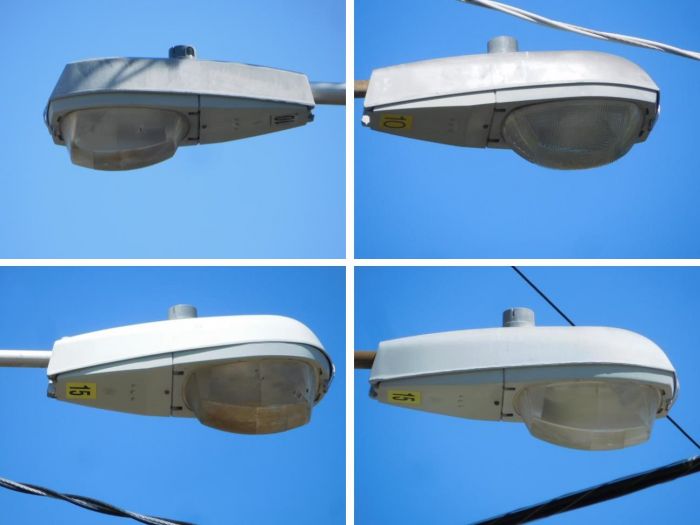 What's The Difference?: General Electric M250A2
From Norwood, MA - What's the difference? (besides the 10 on the top two and 15 on the bottom 2 or any other obvious observations)
Keywords: American_Streetlights