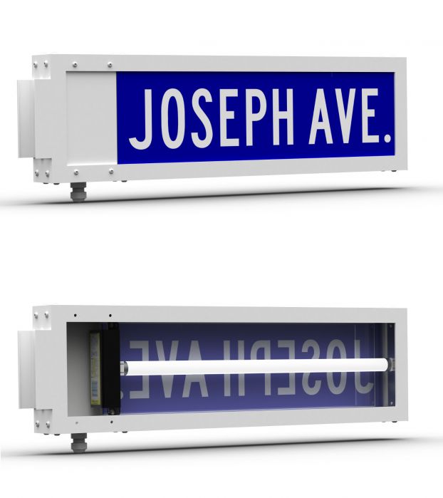 Illuminated Street Sign - Render
Designed this backlit street sign, based off ones that [url=https://www.flickr.com/photos/7119320@N05/4044853793/in/photostream/]Toronto used to use.[/url] There's a few differences. Toronto's used incandescent while mine uses a F17T8 or a F25T8 depending on the length of sign needed. I placed the ballast inside the junction box area on the left of the sign. The dimensions are similar but Toronto's are slightly deeper to fit the incandescent lamps. Mine also lacks the vents on the body.
Keywords: Misc_Fixtures