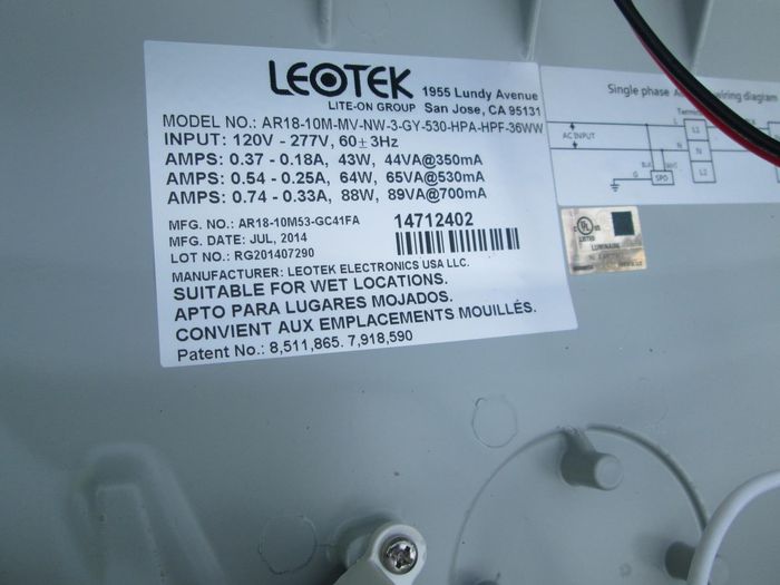 Leotek Arieta AR18 - Information Label
Newly installed in Jamaica Plain on Washington Street, August 11, 2014.
Keywords: American_Streetlights