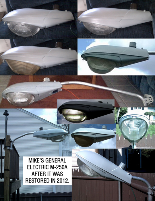 My General Electric M-250A After Restoration
The lower left pic show how it is currently mounted.
Keywords: American_Streetlights