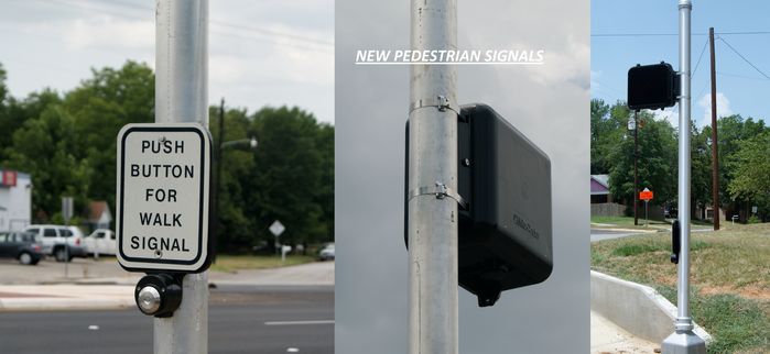 New Pedestrian Signals
These have been installed along most of Gentry Parkway....the signals are on what appears to be spun aluminimum poles and they used cheap mccain signals.
Keywords: Traffic_Lights