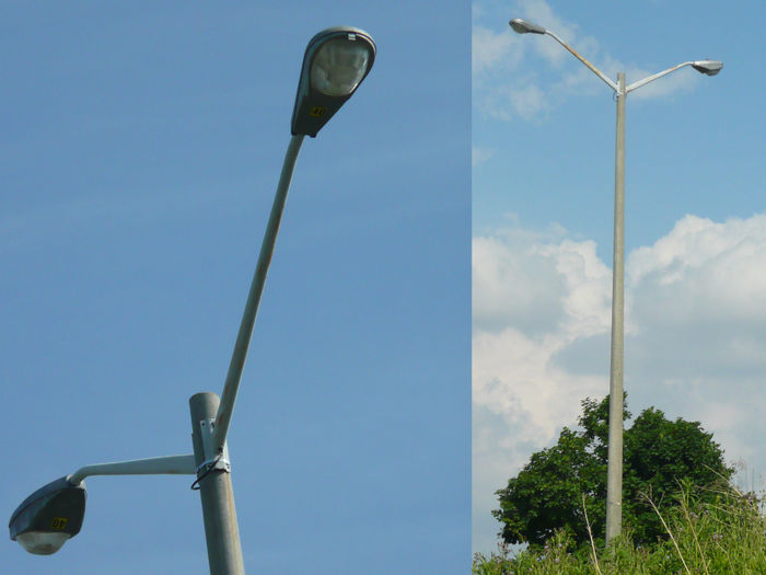 The only 400W HPS OV-15 (in the world?)
What do you see wrong here? This here is what went up as a complete pole spot replacement circa 2005. Maintenance contractor of the time put up used and refurbished kinds of equipment as in this photo.
Keywords: American_Streetlights
